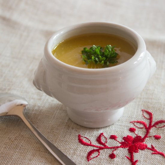 Squash and chestnut soup verrine