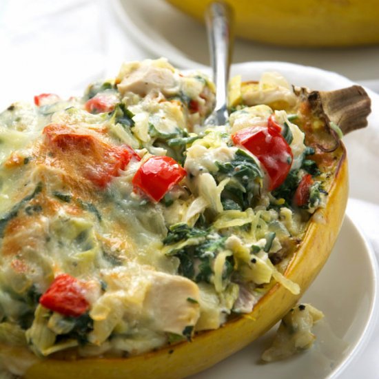 Spinach Artichoke Spaghetti Squash