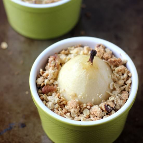 Spiced Poached Pear Crumble