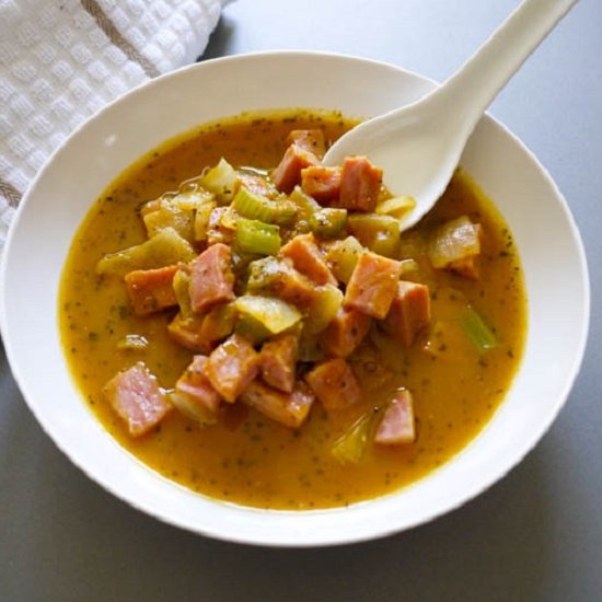 Pumpkin Soup with Sage and Ham