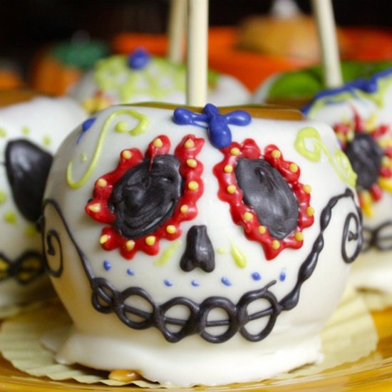 Sugar Skull Caramel Apples