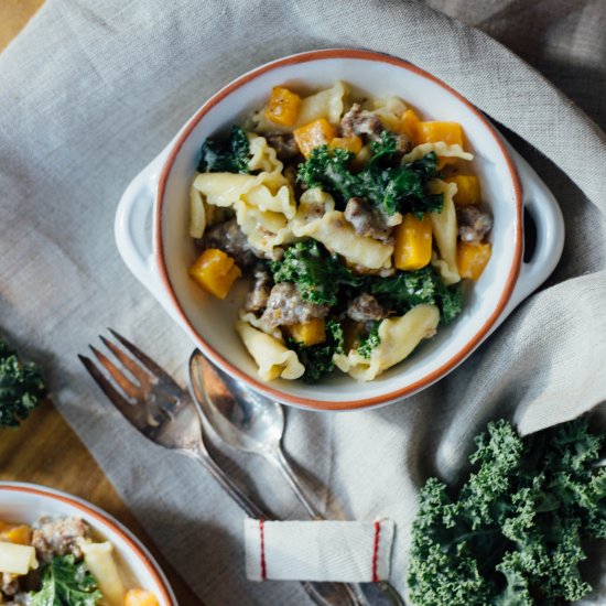 Butternut Squash and Kale Pasta