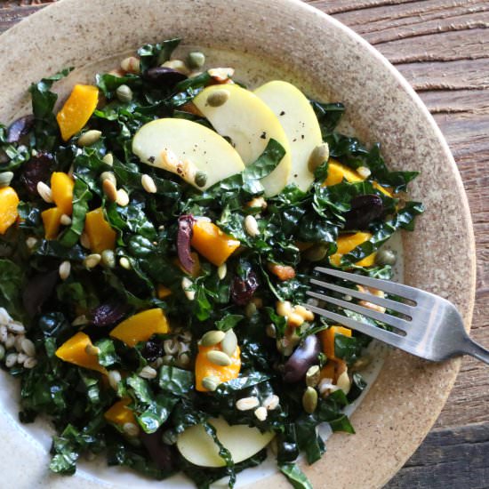 Hearty Kale and Kabocha Salad