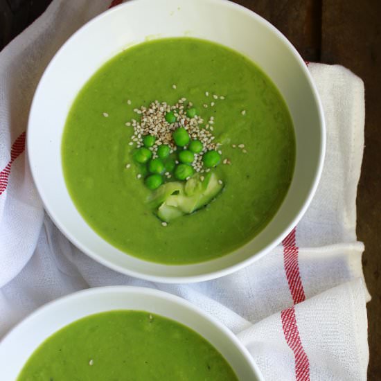 Peas Soup with Avocado and Wasabi