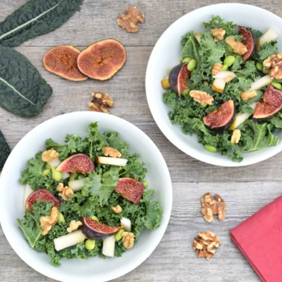 Kale, Edamame, Pear, Fig Salad