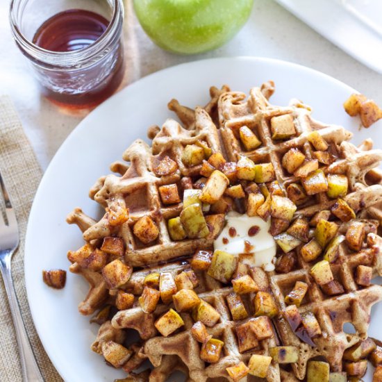 Cinnamon Waffles with Apple Topping