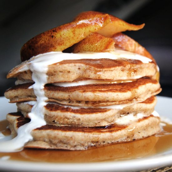 Fluffy Pancakes with Spiced Pears