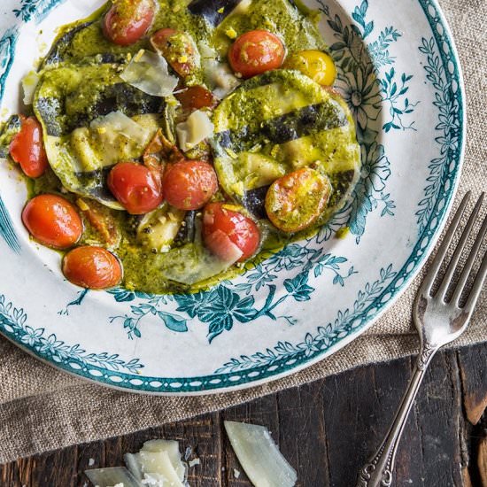 Squid-Ink Striped Ravioli