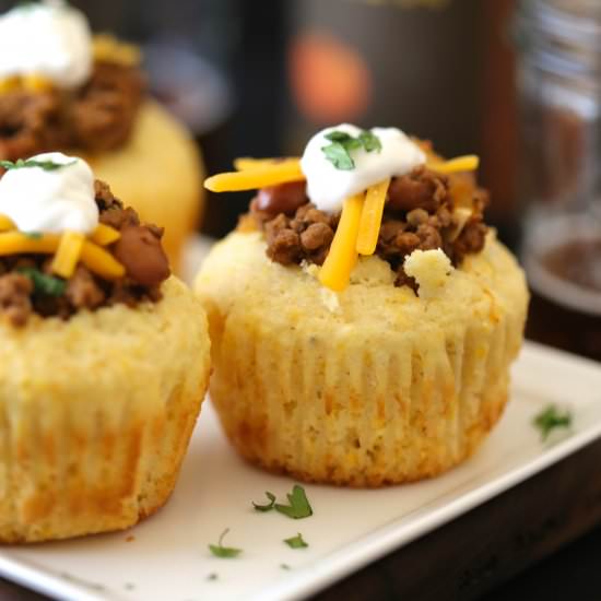 Chili Stuffed Cornbread Muffins