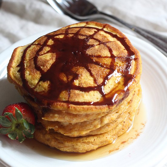 Pumpkin Spider Web Pancakes