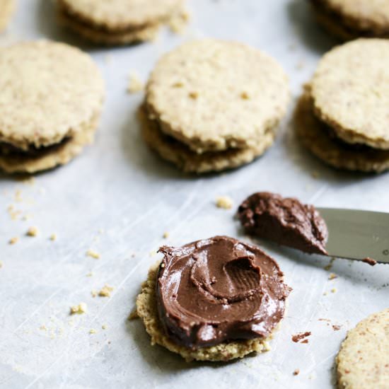 Chocolate Almond Linzer Cookies