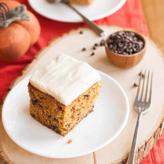 Pumpkin Chocolate Chip Snack Cake