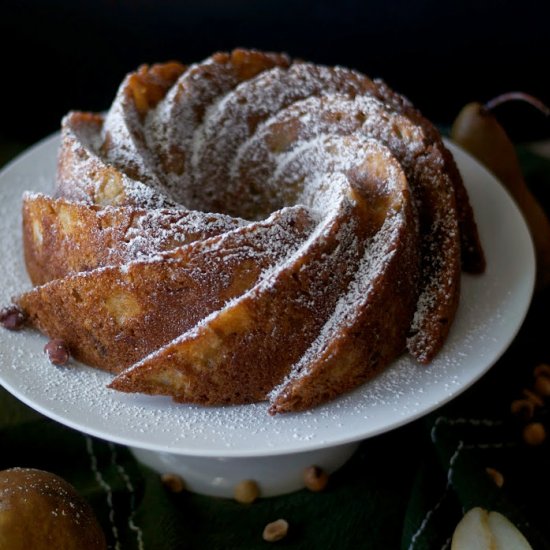 Pear and Triple Hazelnut Cake