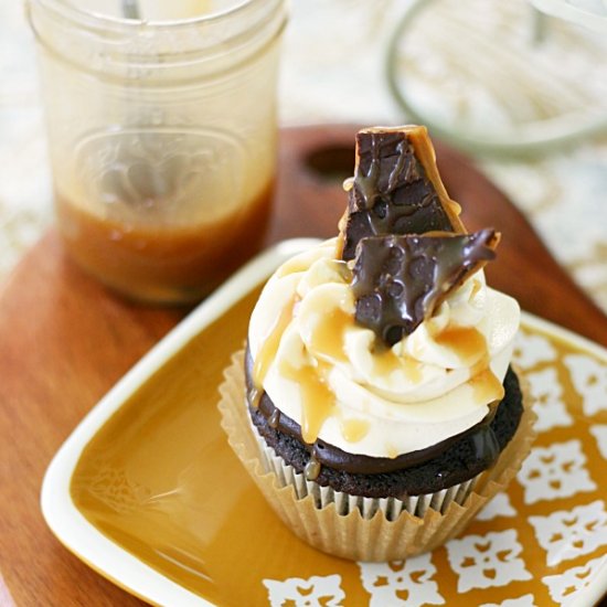 Chocolate English Toffee Cupcakes