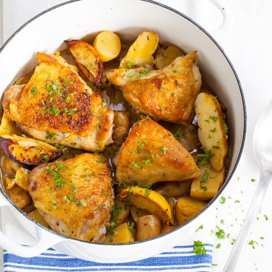 Roasted chicken and potatoes