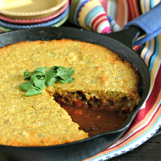 Skillet Chili Pie with Cornbread