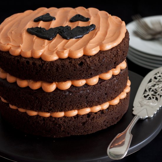 Chocolate Pumpkin Halloween Cake