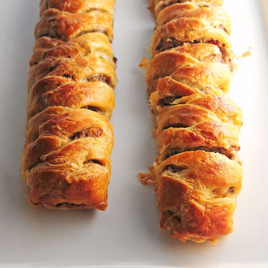 Sausage Apple Puff Pastry Braid