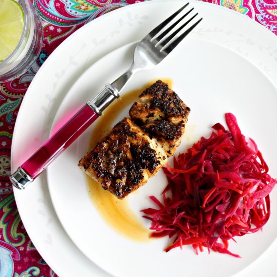 Blackened Fish with Pickled Cabbage