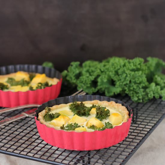 Pumpkin and kale quiche