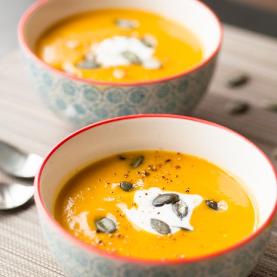 Confit pumpkin and chestnut soup