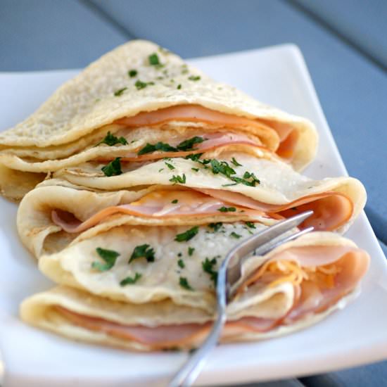 Healthier Ham and Cheese Crepes