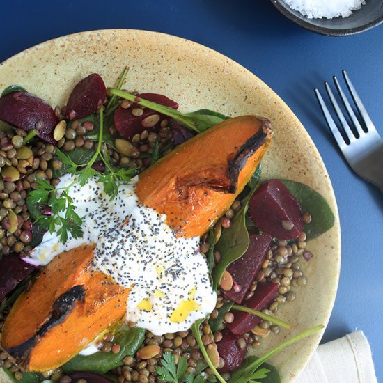 simple roasted pumpkin with yoghurt