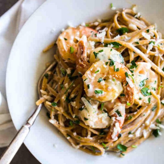 Garlic White Wine Shrimp Linguine