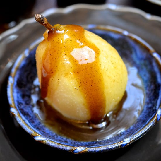 Poached Pears with Caramel Sauce