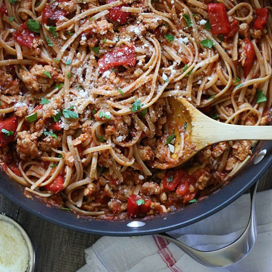 Whole Wheat Linguini with Sausage