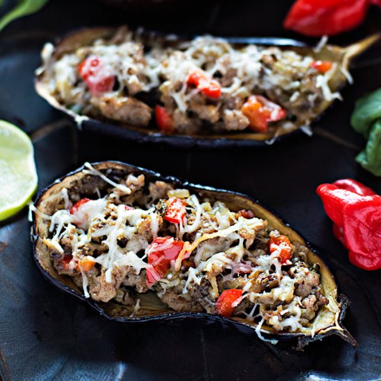 Turkey stuffed eggplants