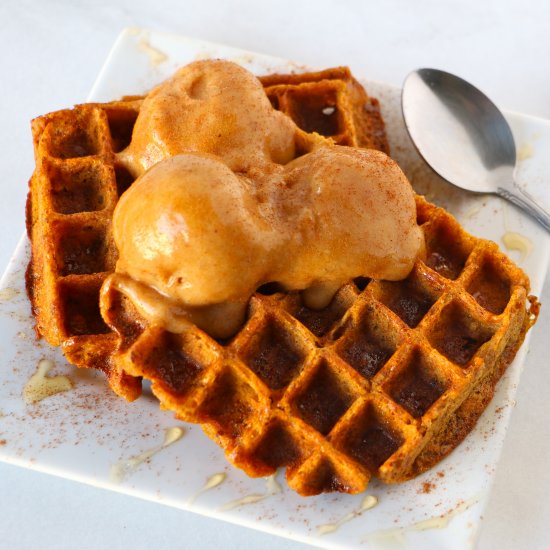 Vegan Pumpkin Belgium Waffles