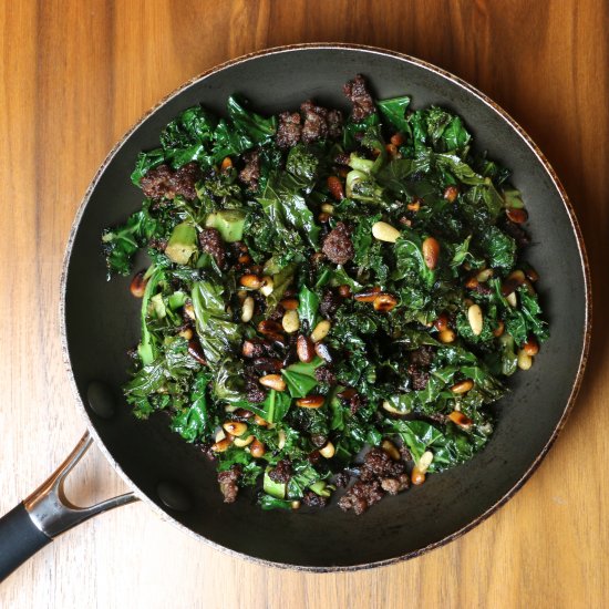 Minced Beef and Kale Hash