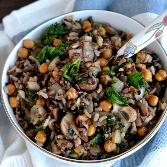 Kale, Mushroom & Roasted Chickpeas