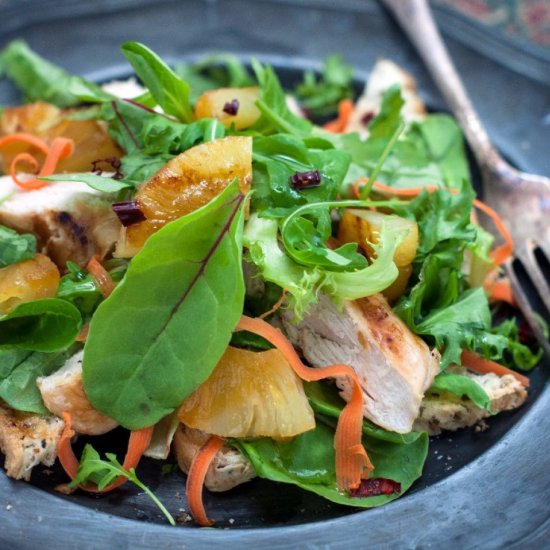 Autumn salad with chicken breast