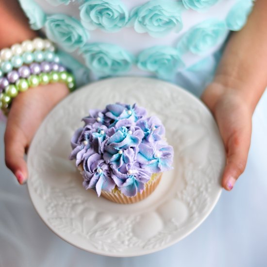 Pistachio flavored HydrangeaCupcake