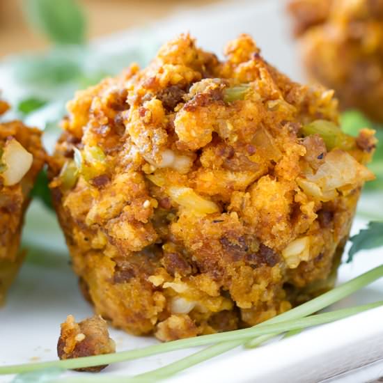 Cornbread Chorizo Stuffing Muffins