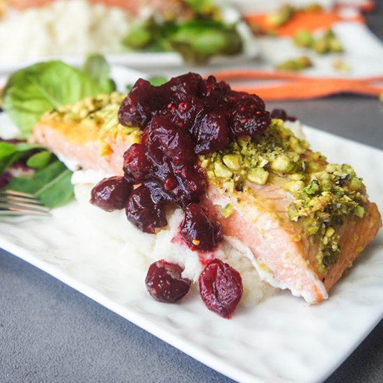 Pistachio Salmon with Cranberries