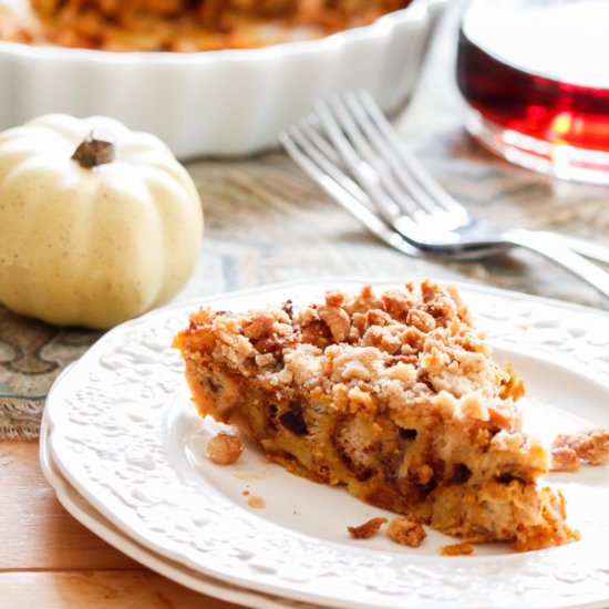 Pumpkin Banana Raisin Bread Pudding