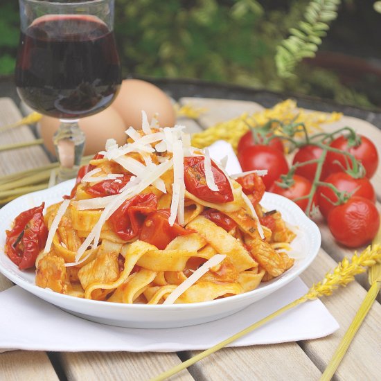 Chicken tomato fettuccine