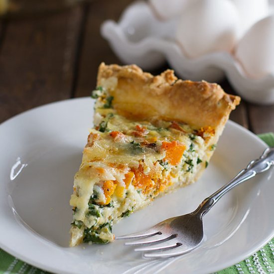 Quiche with Butternut Squash & Kale