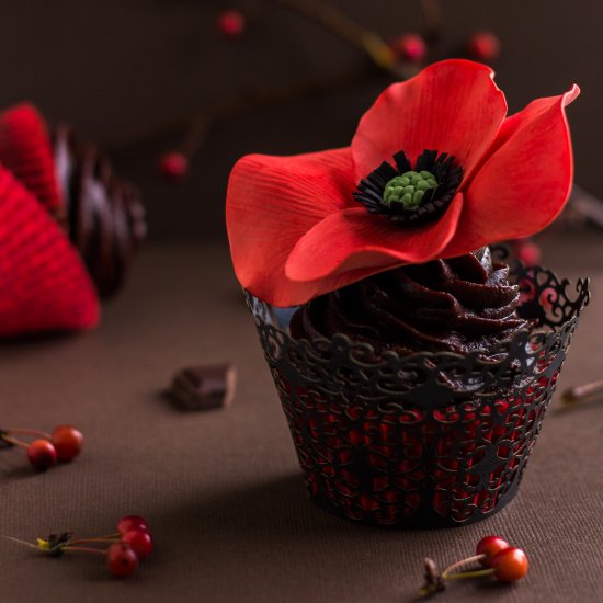 Chocolate Cupcakes with Plum Purée