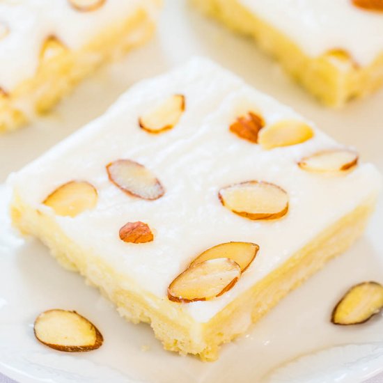 Almond Cream Cheese Shortbread Bars