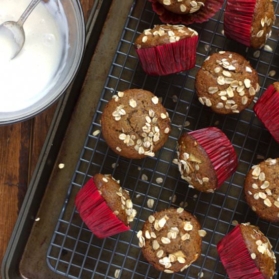 Healthy Apple Muffins Vanilla Glaze