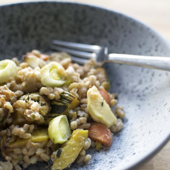 Roasted root and barley risotto