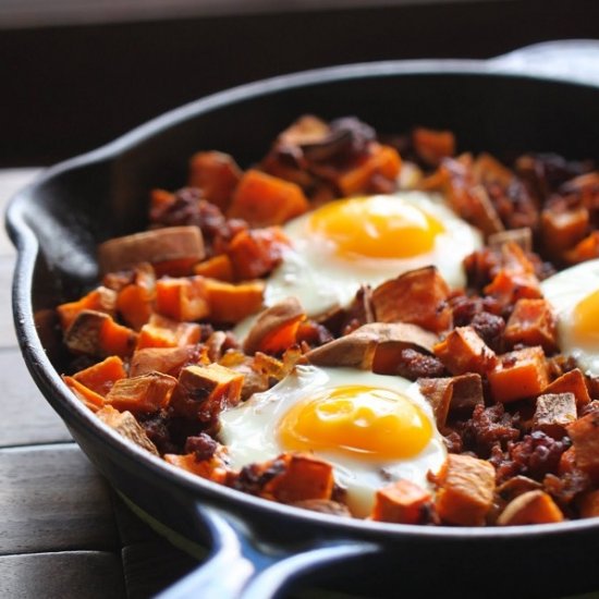 Sweet Potato Hash and Baked Eggs