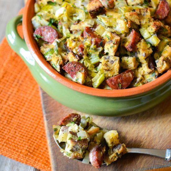 Harvest Bread Stuffing with Chorizo