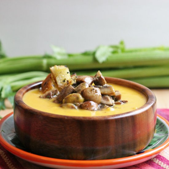 Squash Soup with Herb Mushrooms