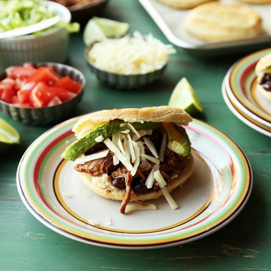 Shredded Beef & Black Bean Arepas