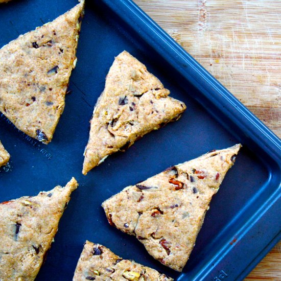 Vegan Dark Chocolate Pecan Scones